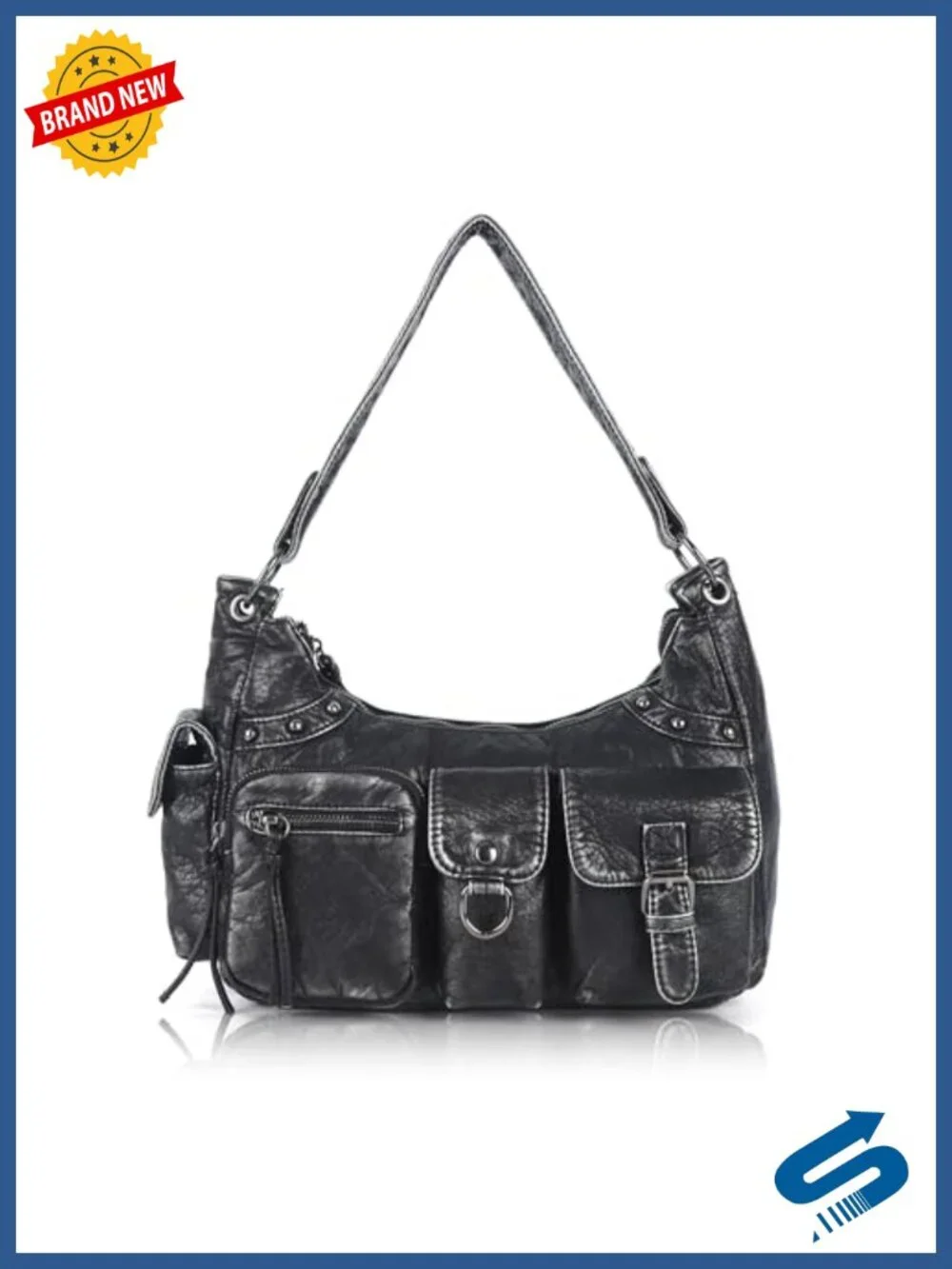 Hobo Bag for Women Soft Vegan Leather Shoulder Handbag Multi-Pocket Tote